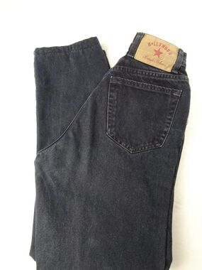 VTG 90s Hollywood Basic Blues Black Denim High Waist Straight Leg Jeans Fits ~26